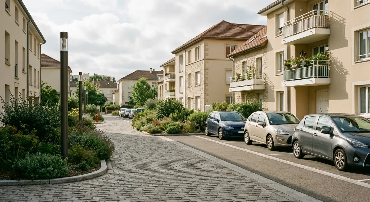 Équipements communs d'un ensemble immobilier urbain : voie interne, parking, espaces verts